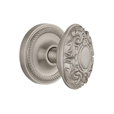 Victorian Door Knob With Rope Rosette - Solid Forged Brass Antique Brass Finish, Nostalgic Warehouse